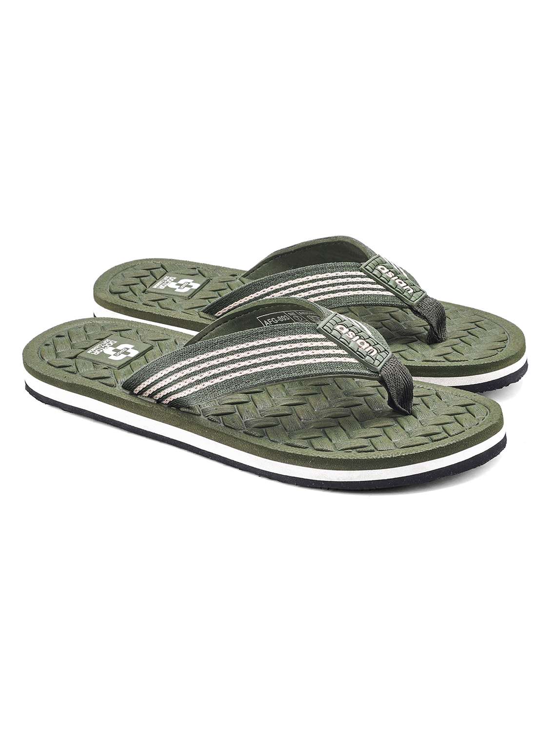 men striped toe seperator slipper