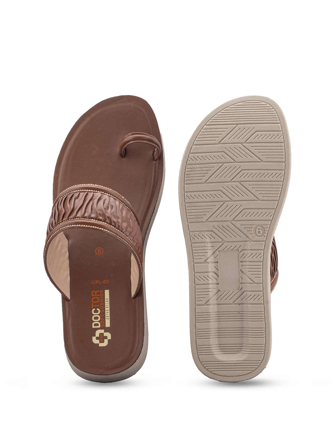 women brown slippers flip flop - 22425739 -  Standard Image - 3