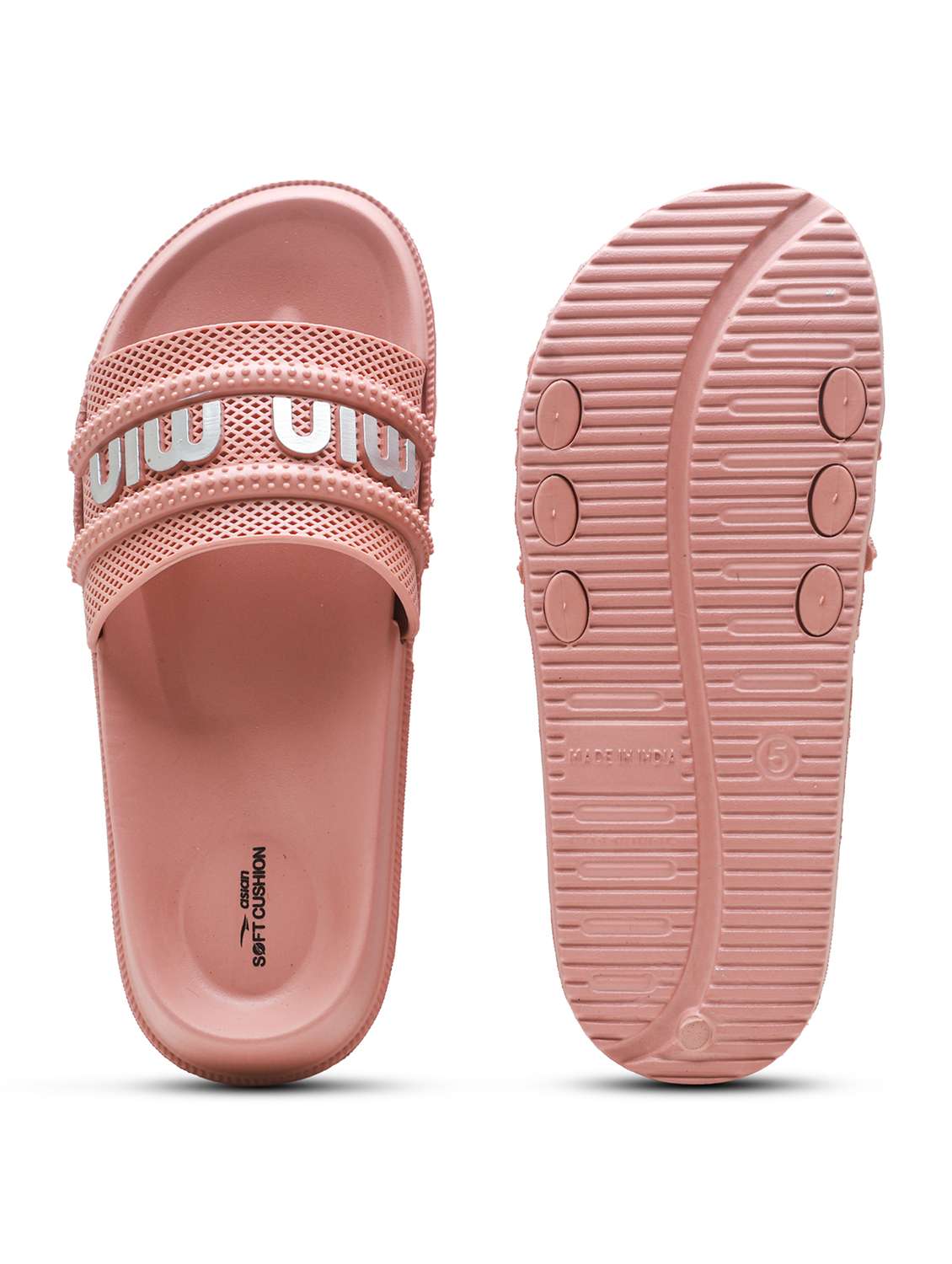 women textured slip on slider - 22425772 -  Standard Image - 5