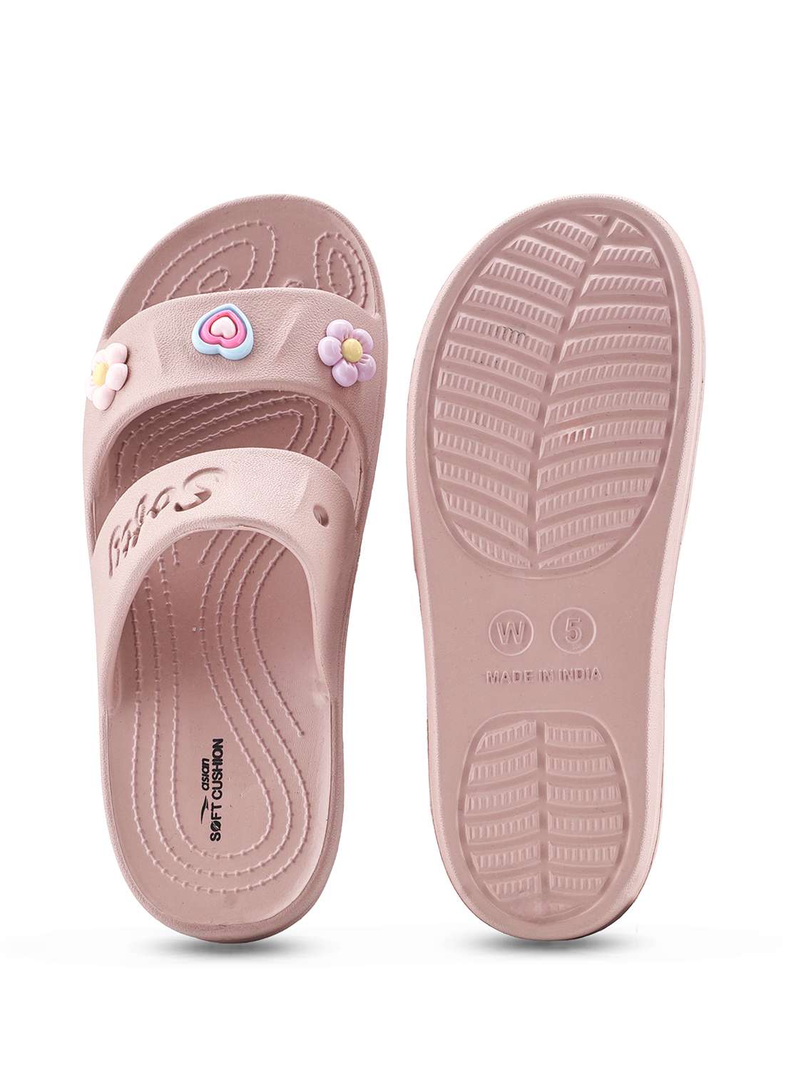 women's peach embellished flats slippers - 22425781 -  Standard Image - 3