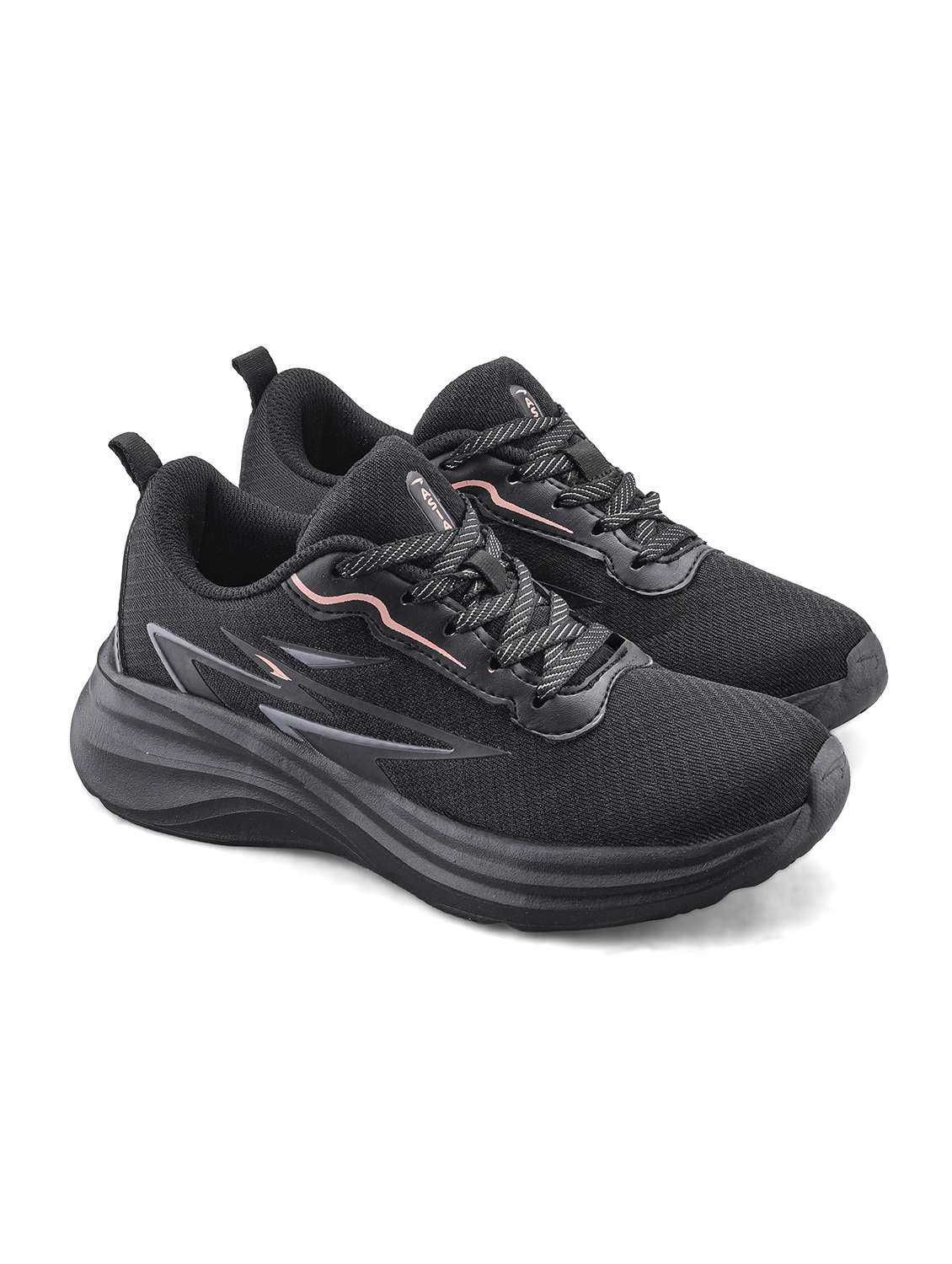 women black colored lace-up sports shoe