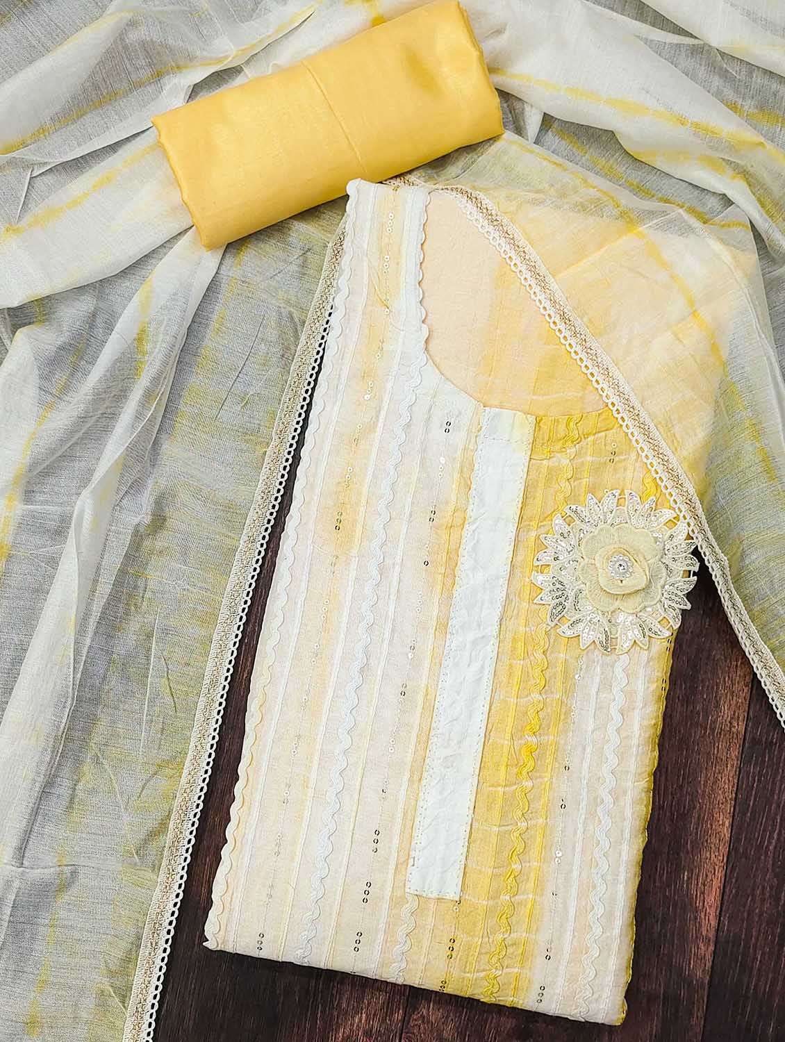 women tie & dye printed unstitched suit set