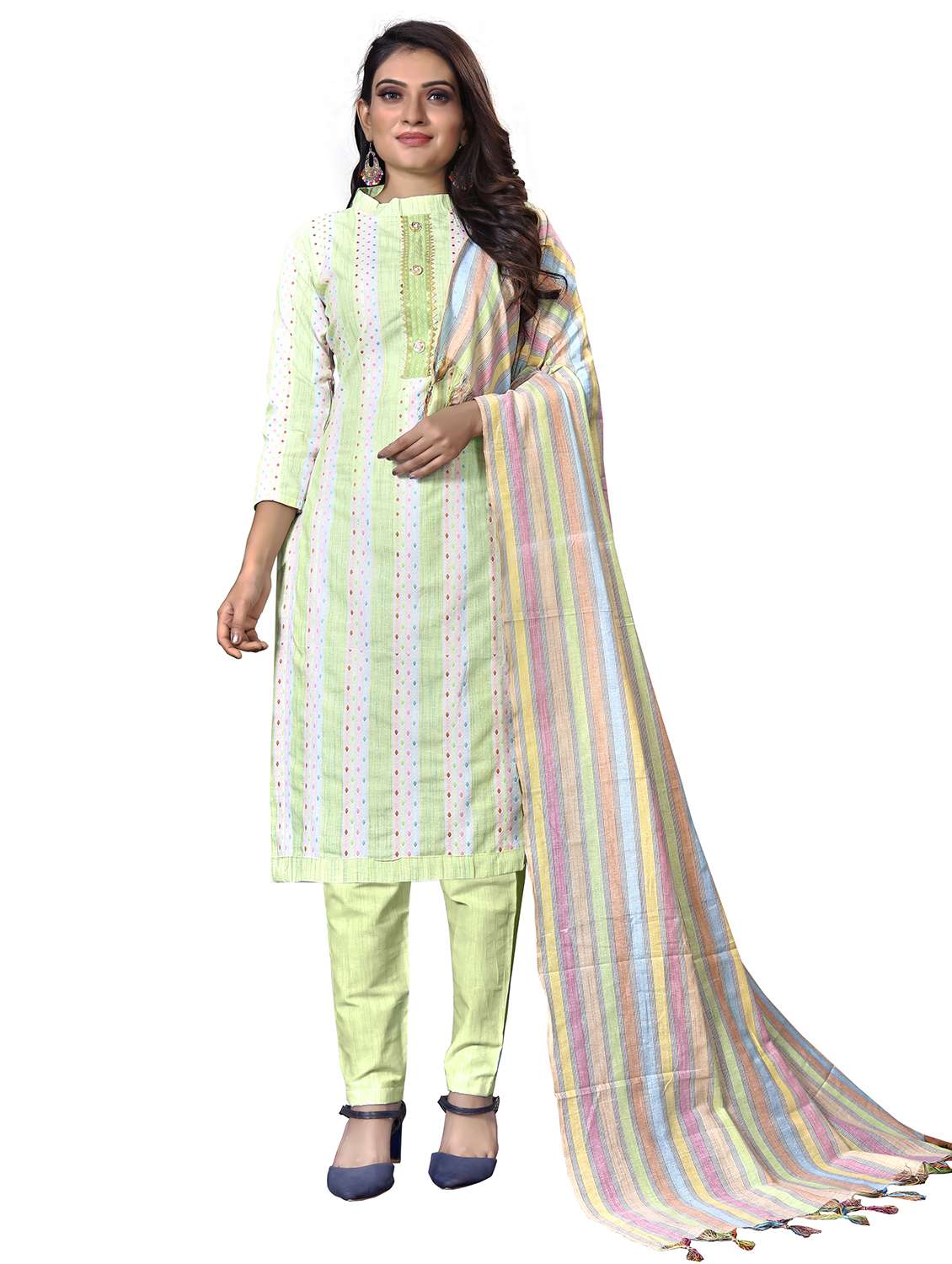 women self design unstitched suit set