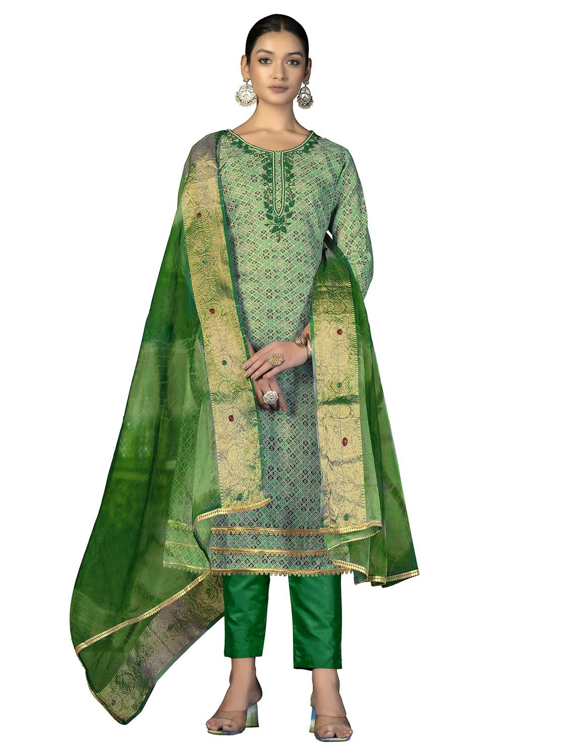 women self design unstitched suit set
