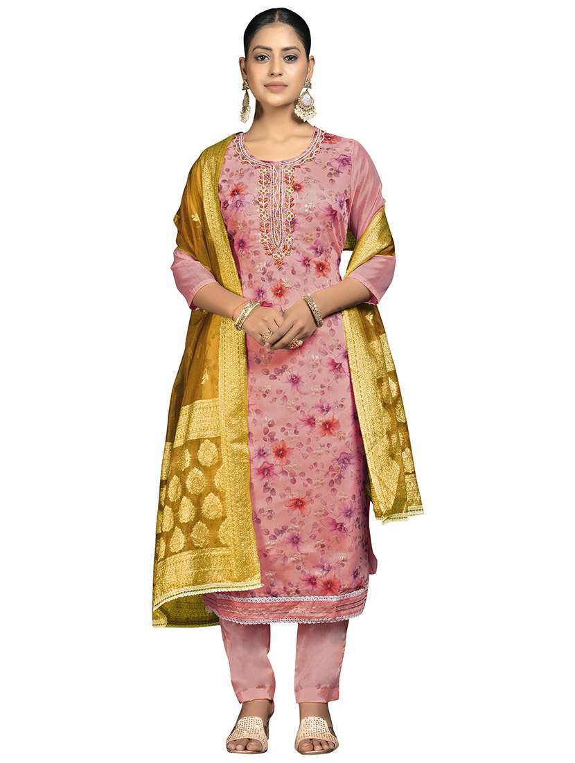women floral printed unstitched suit set