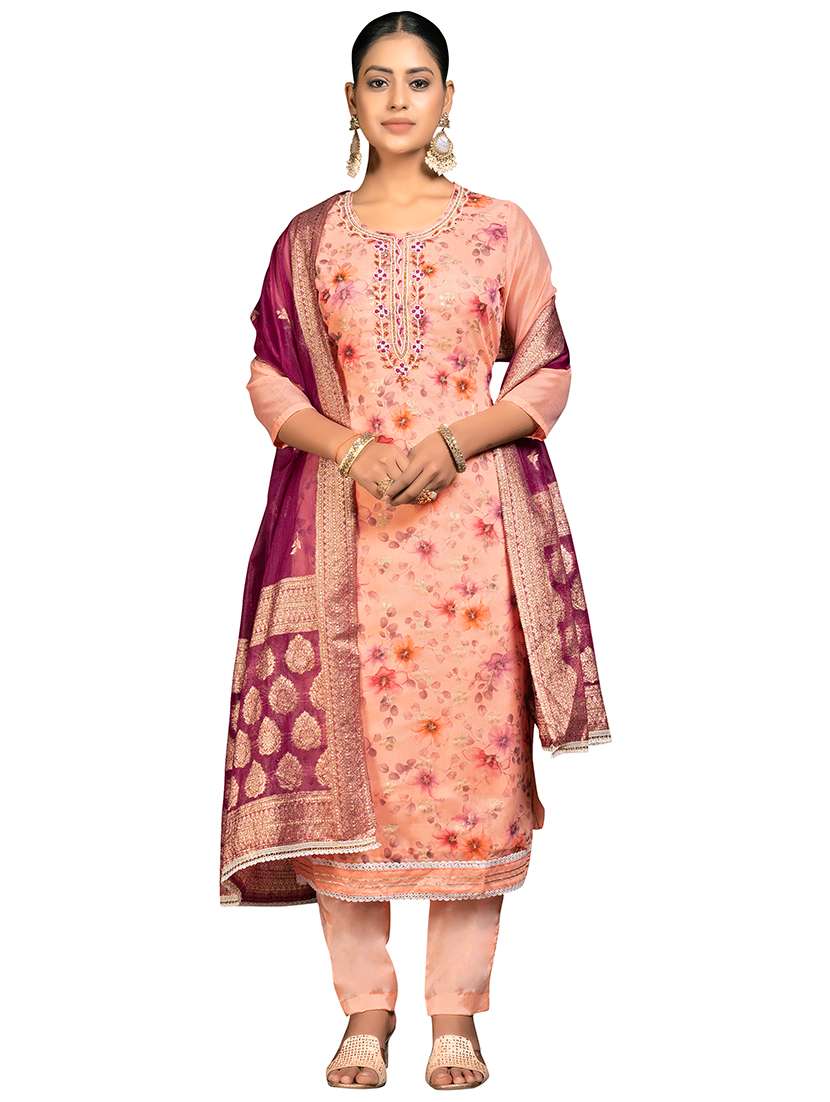 women floral printed unstitched suit set