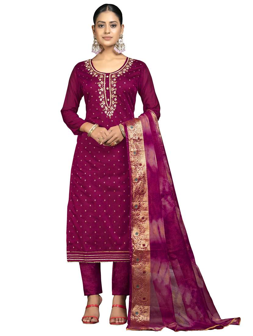 women self design unstitched suit set