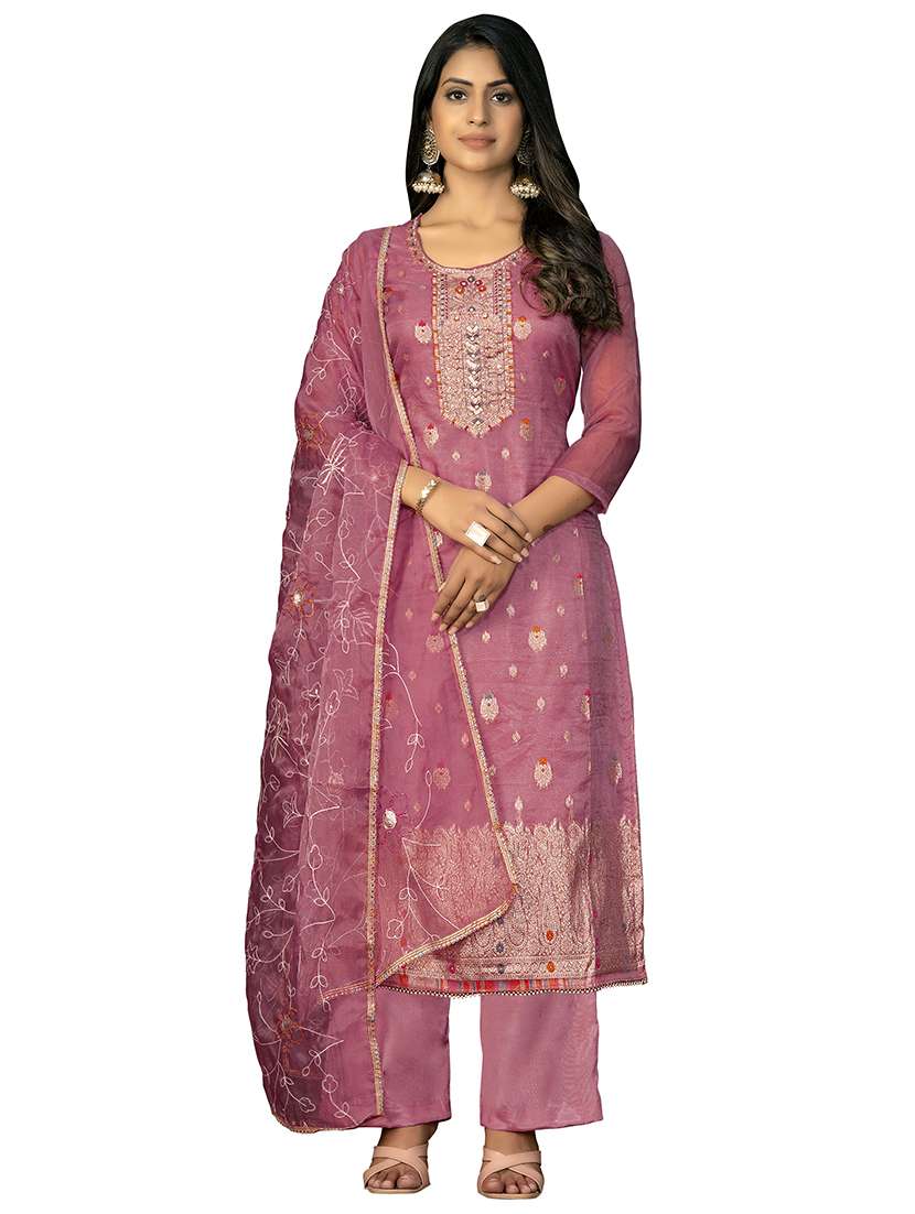 women self design unstitched suit set
