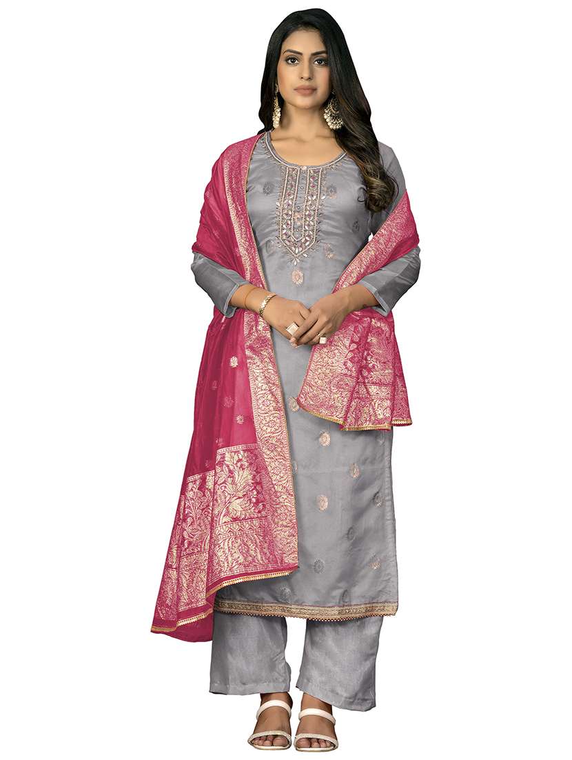 women self design unstitched suit set