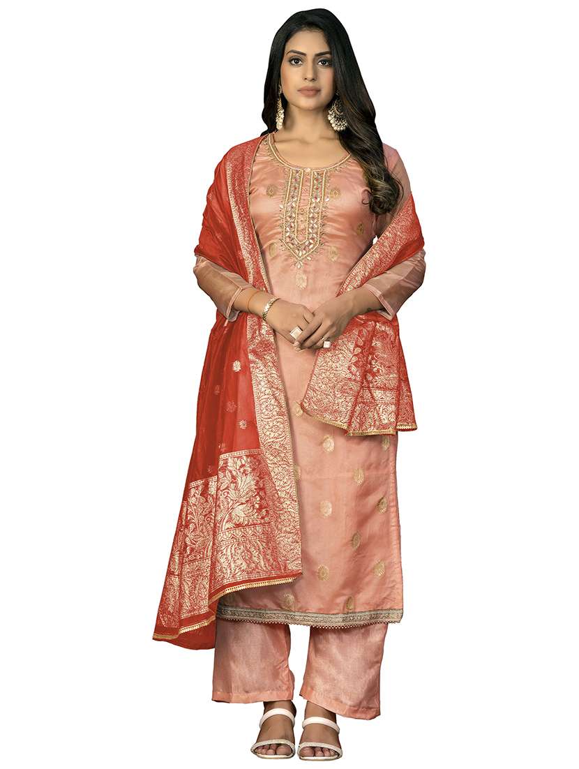 women self design unstitched suit set