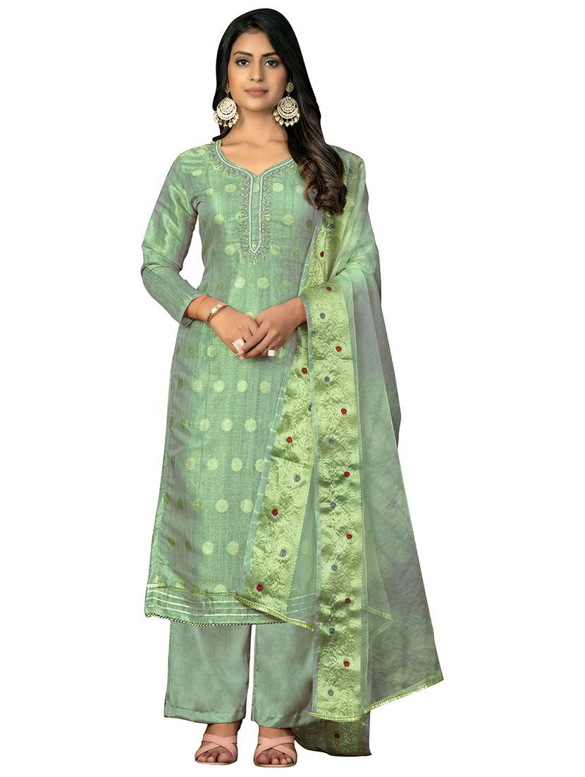 women self design unstitched suit set