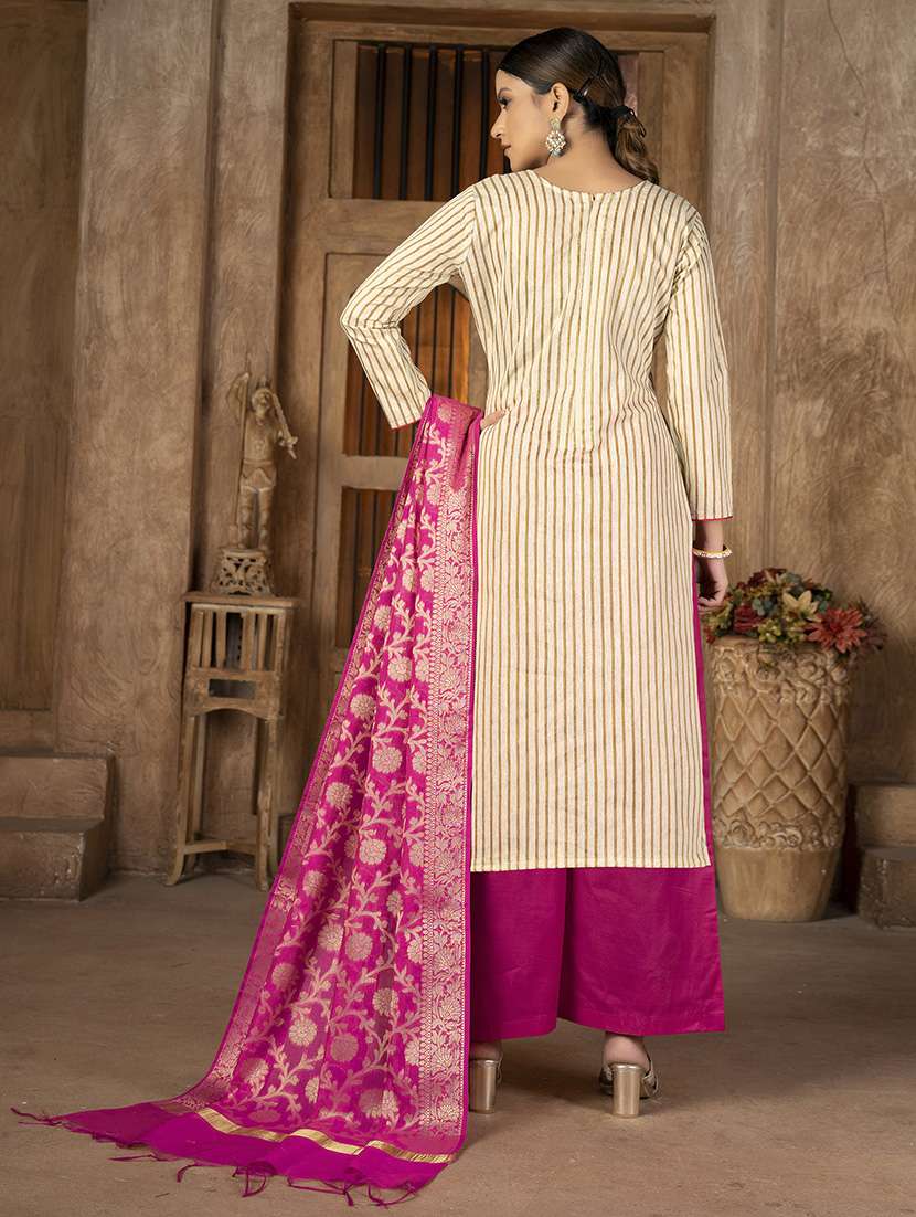 women striped unstitched suit set - 22429832 -  Standard Image - 3