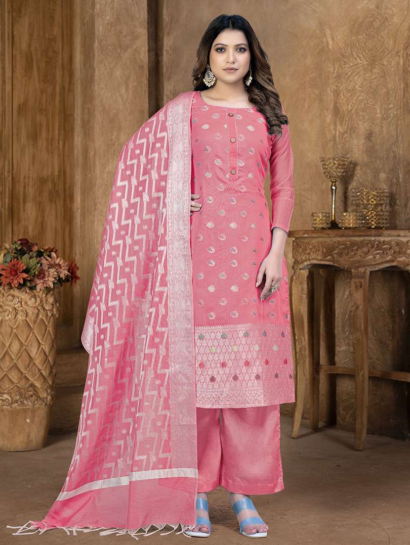 women self design unstitched suit set