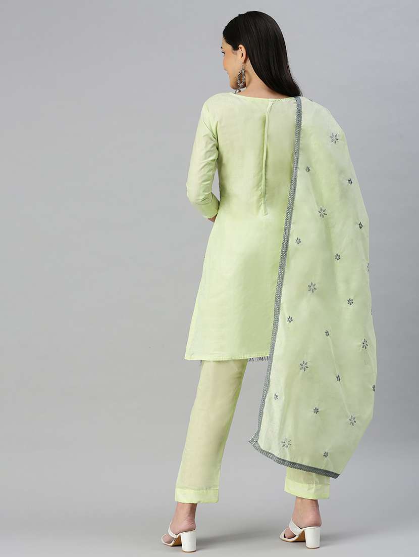 women solid with work unstitched suit set - 22429845 -  Standard Image - 3