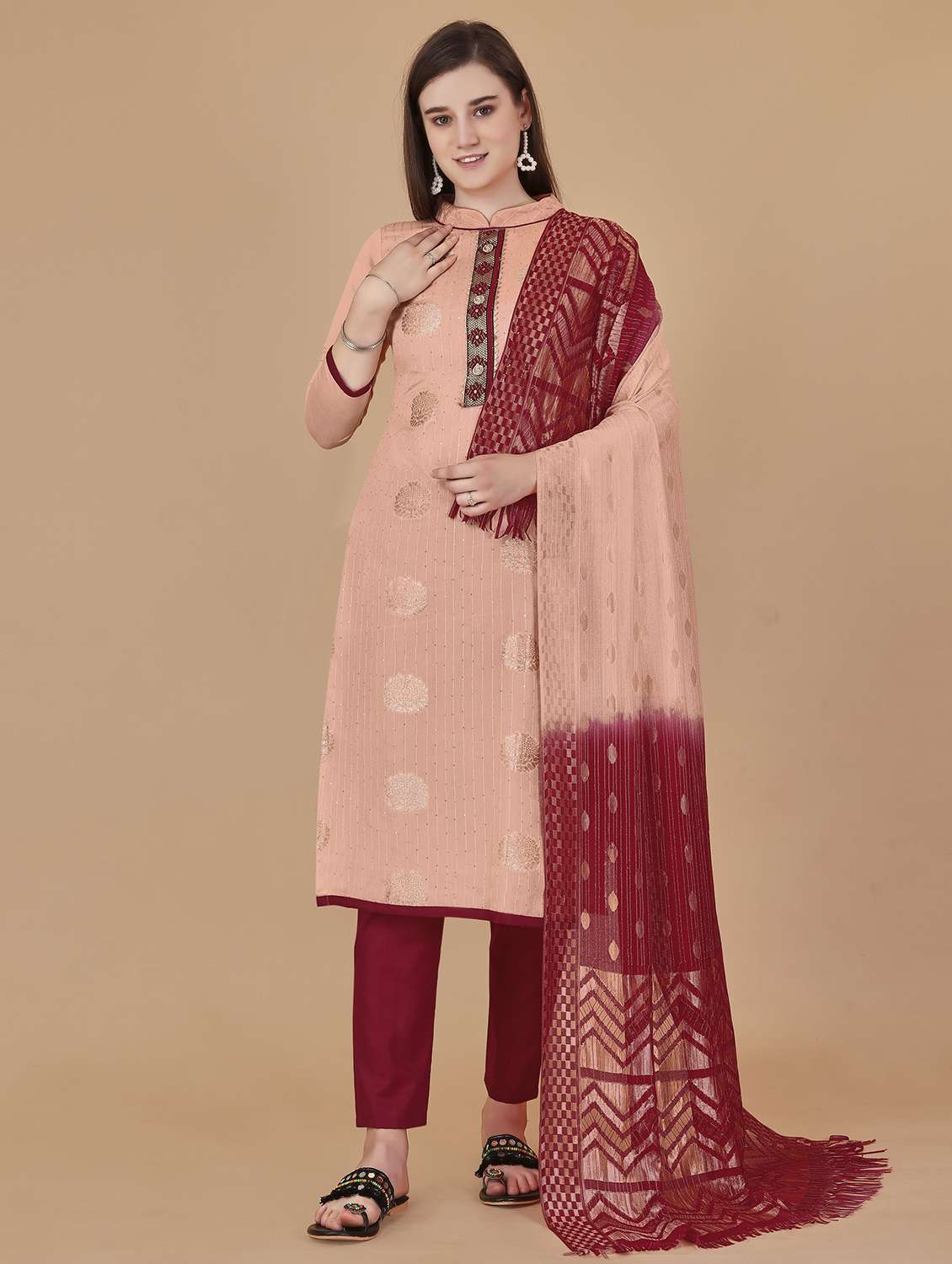 women self design unstitched suit set