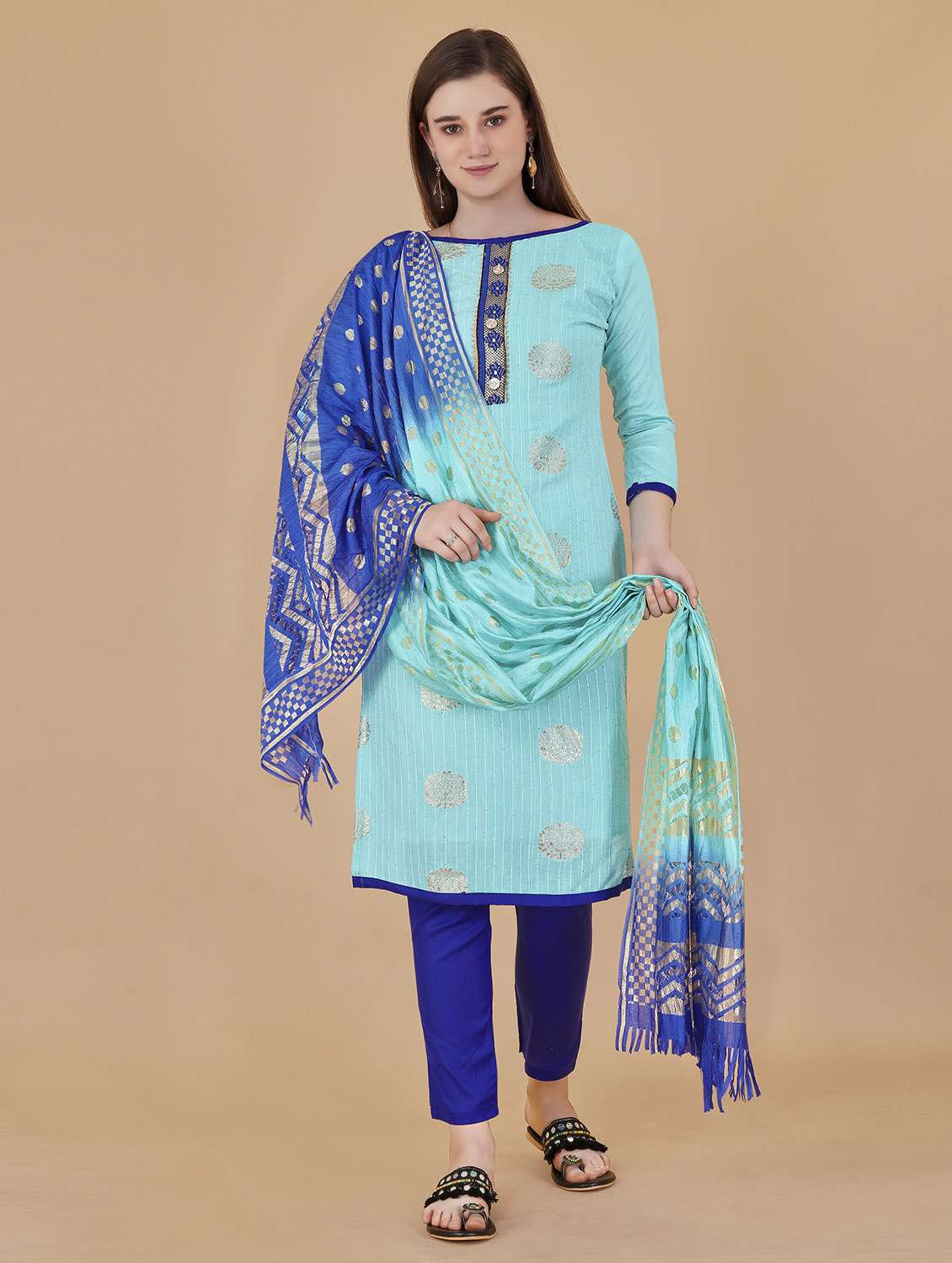 women self design unstitched suit set