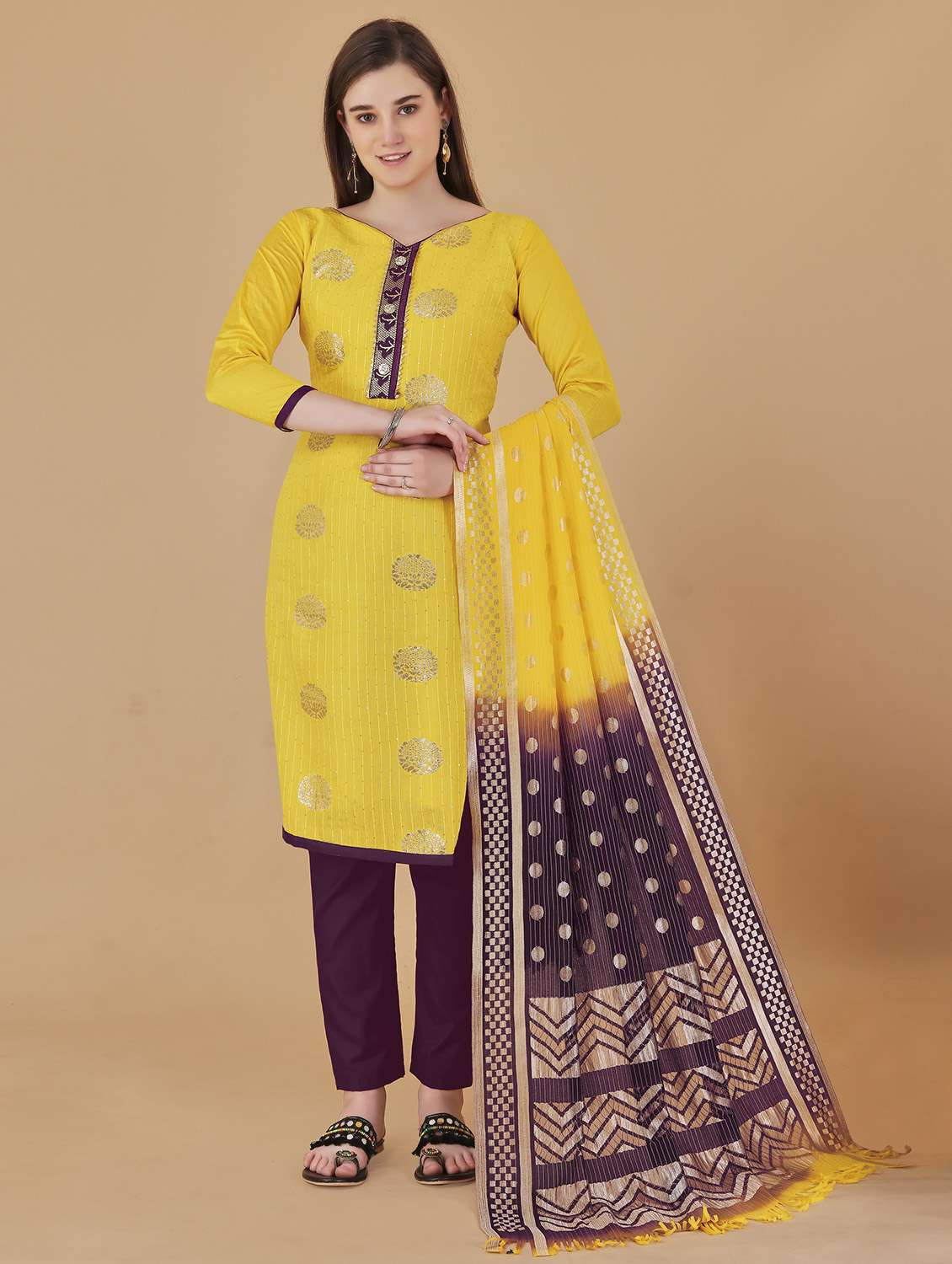 women self design unstitched suit set