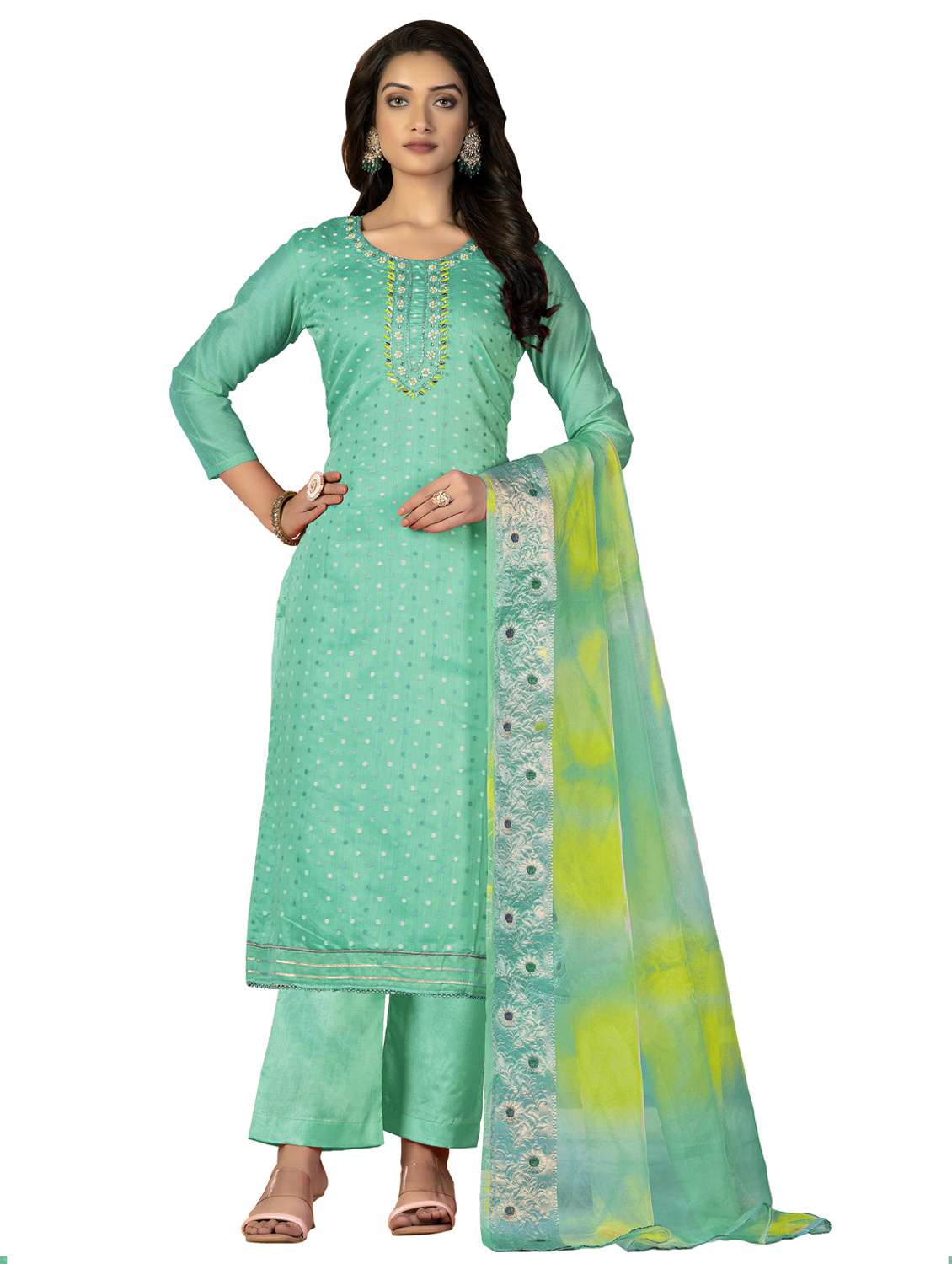women self design unstitched suit set