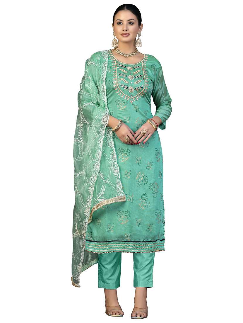 women self design unstitched suit set
