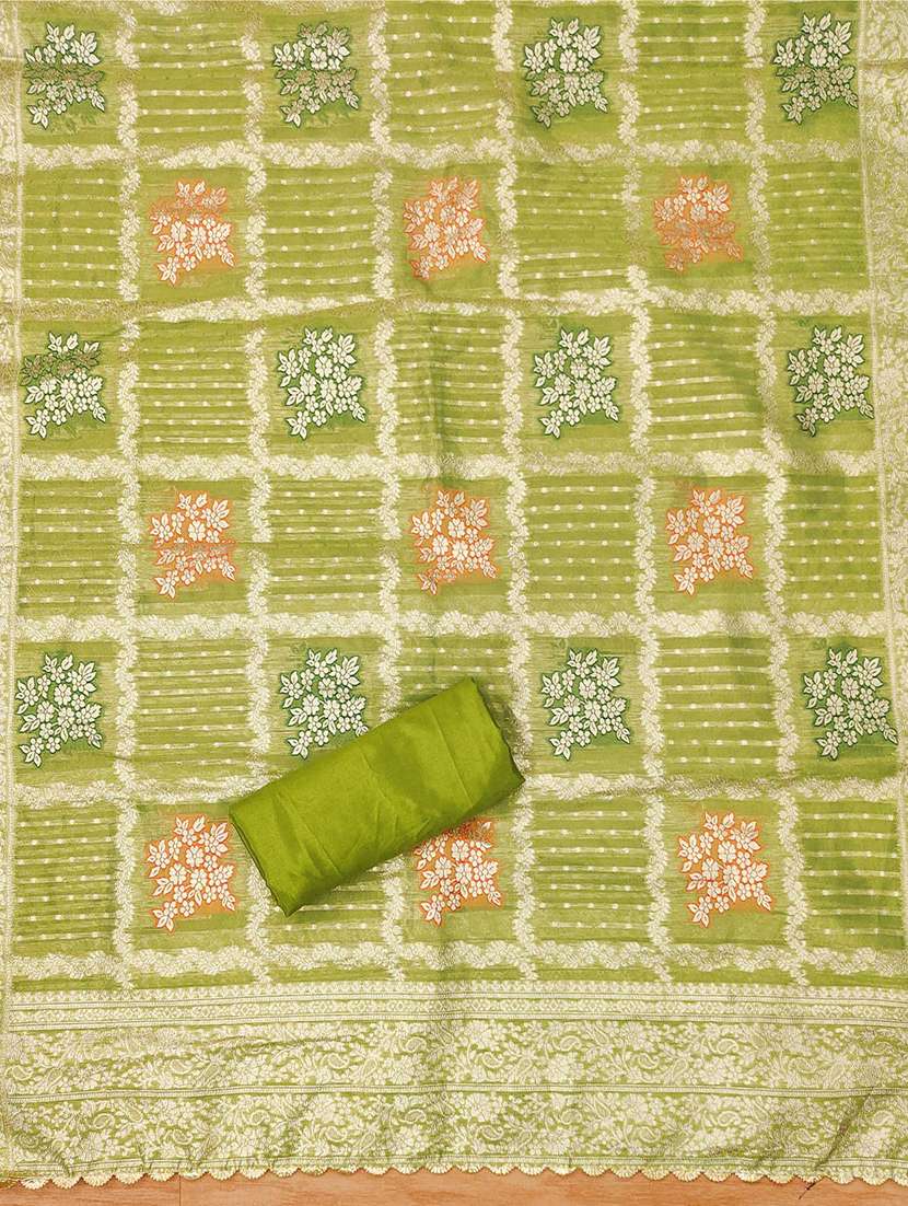 green silk blend unstitched suit - 22430071 -  Standard Image - 3