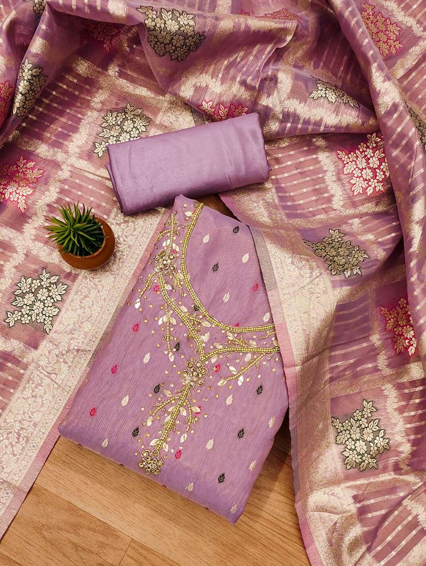 women self design unstitched suit set
