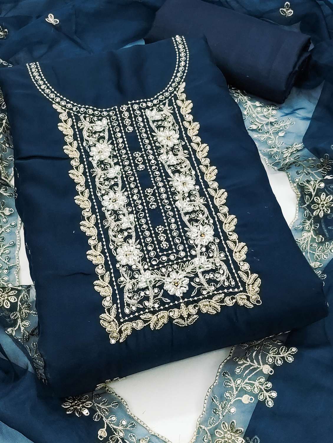 women solid with work unstitched suit set - 22430232 -  Standard Image - 3