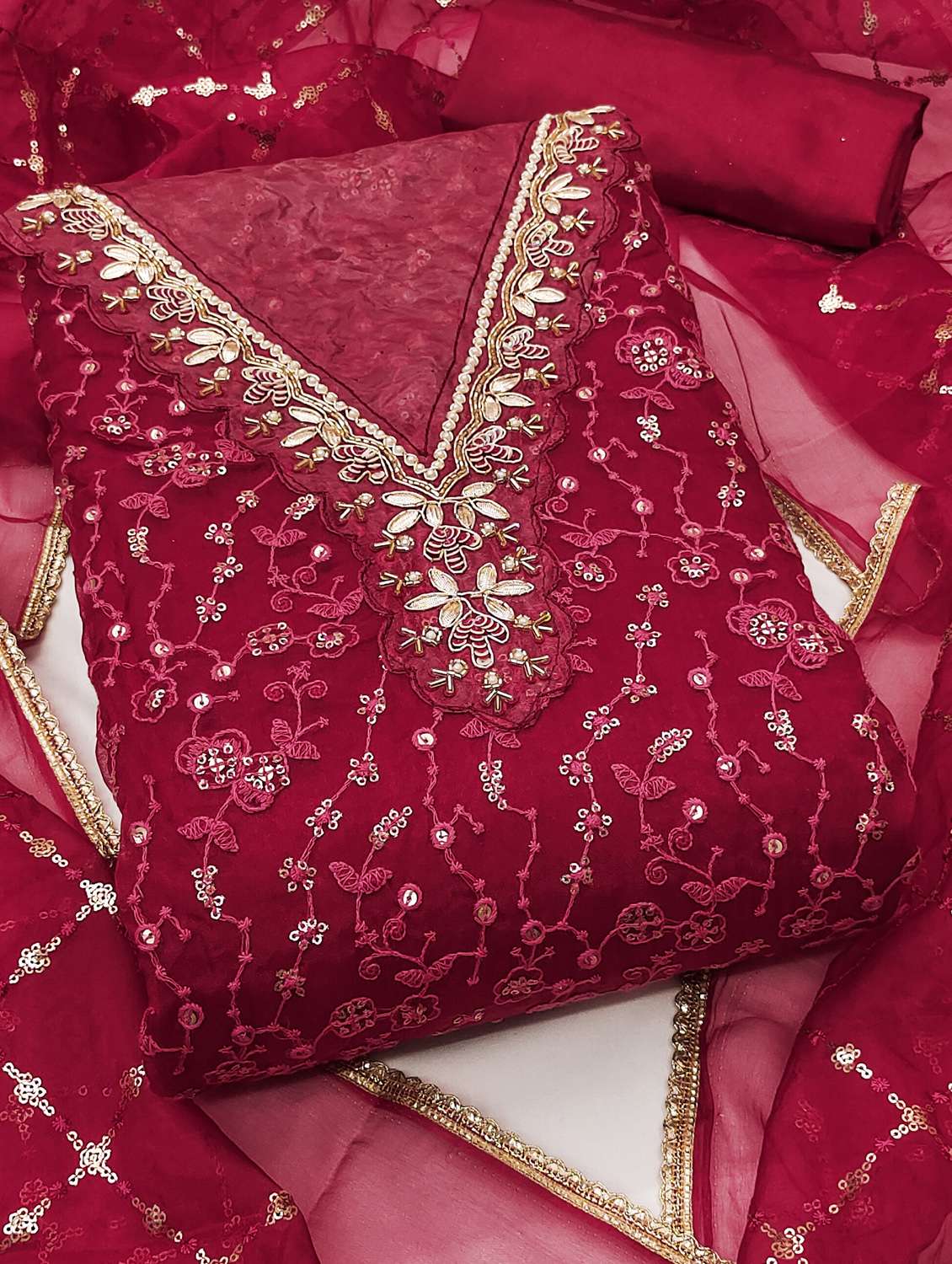 women solid with work unstitched suit set - 22430234 -  Standard Image - 3