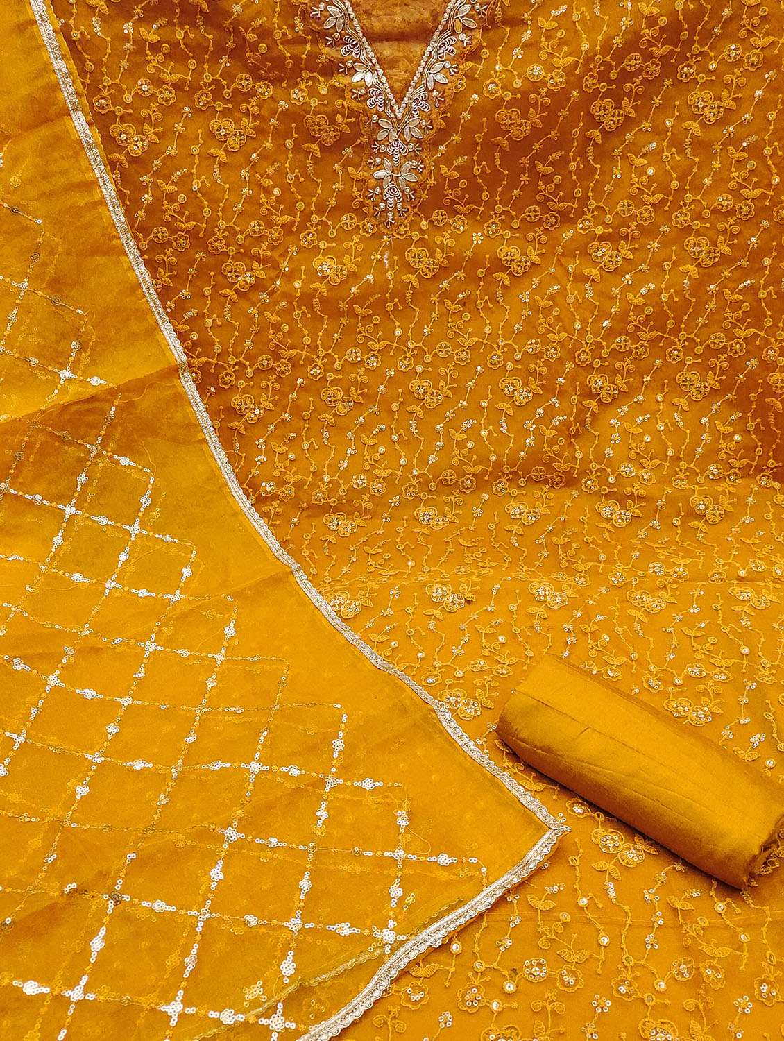 women solid with work unstitched suit set - 22430236 -  Standard Image - 3