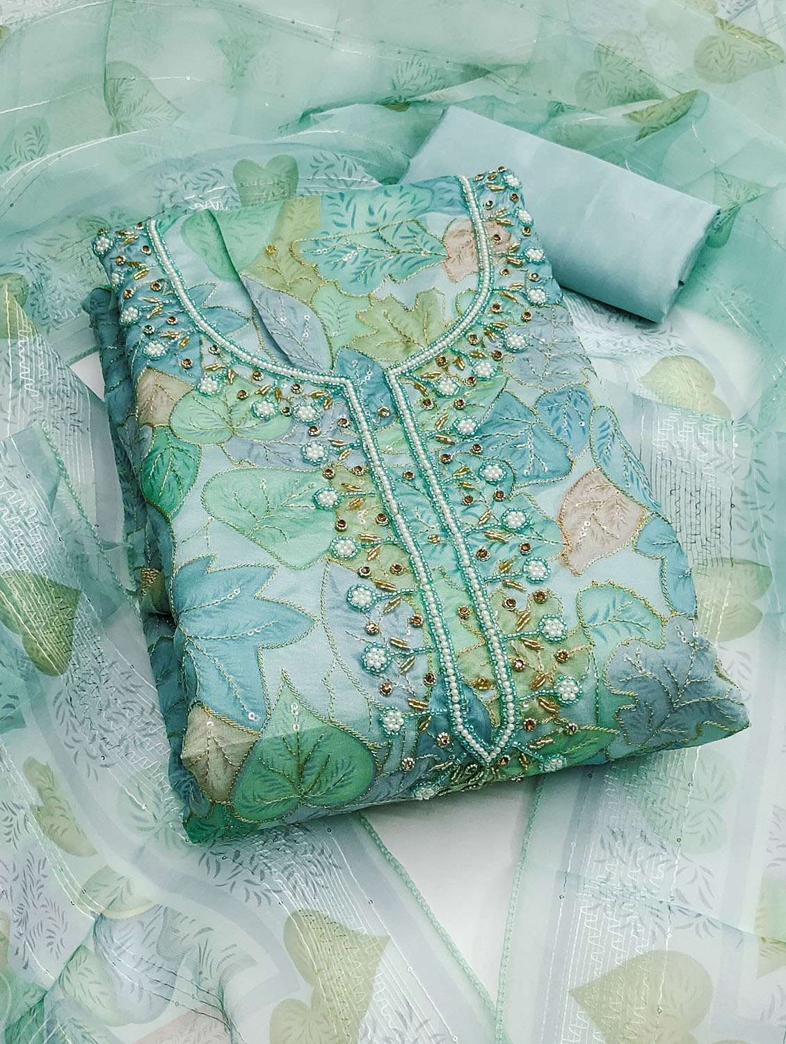 women printed unstitched suit set