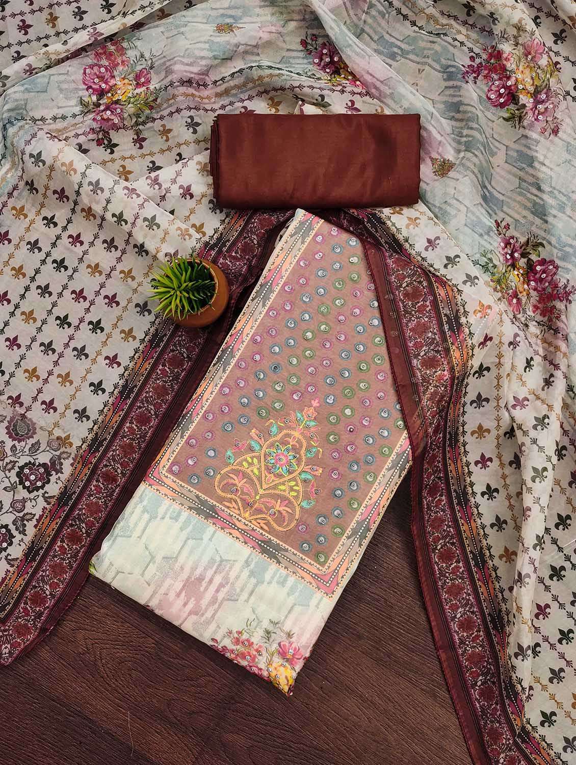 women printed unstitched suit set