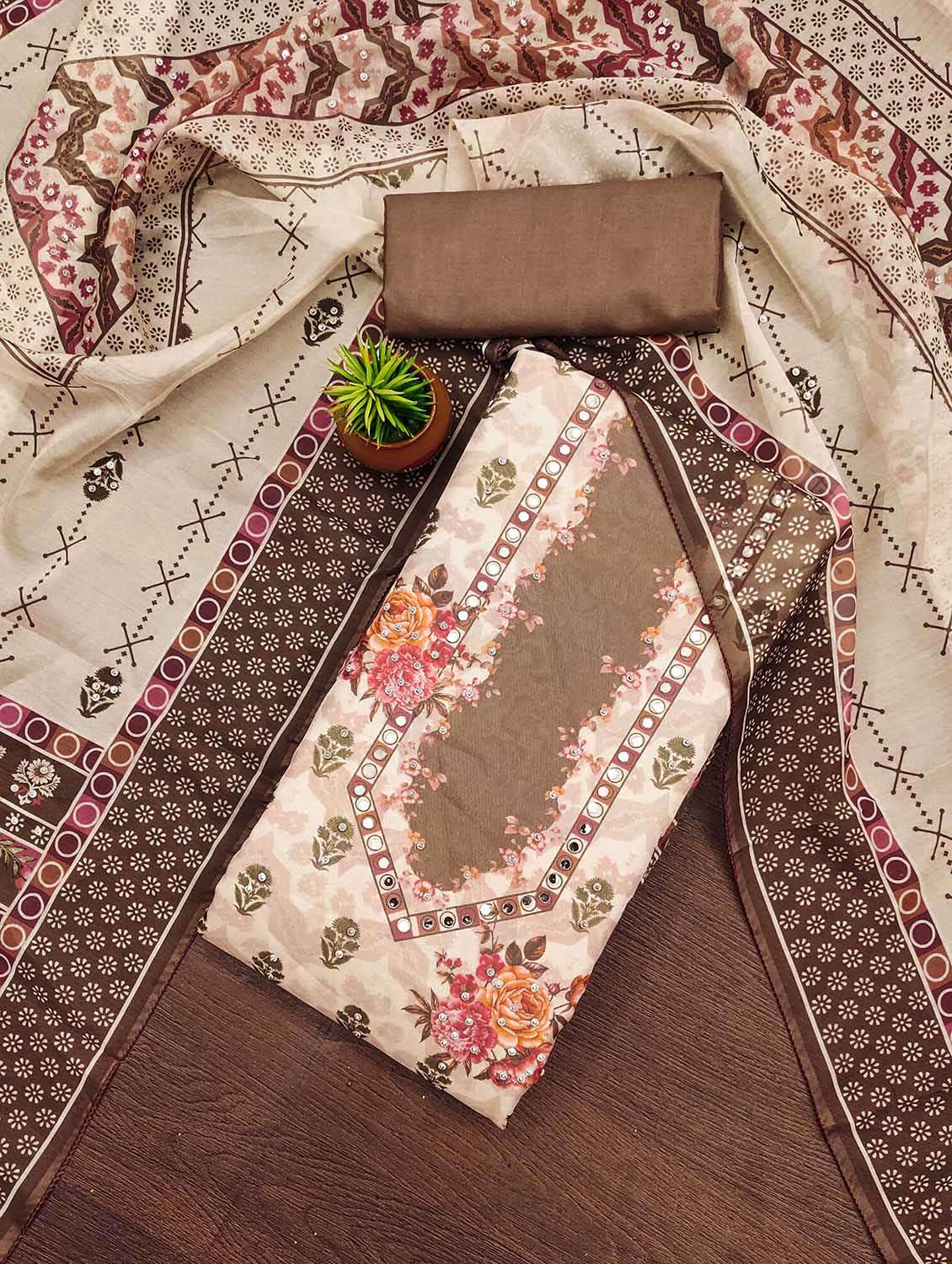 women printed unstitched suit set