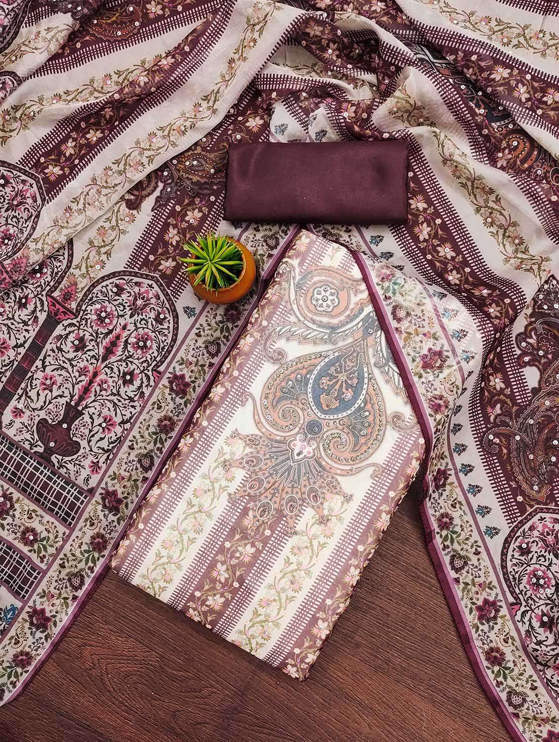 women printed unstitched suit set
