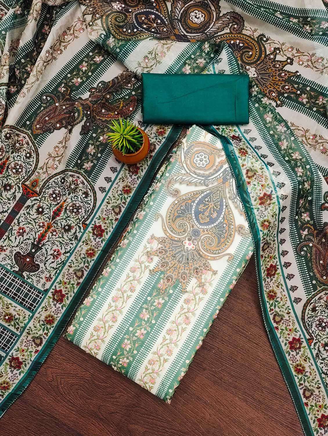 women printed unstitched suit set