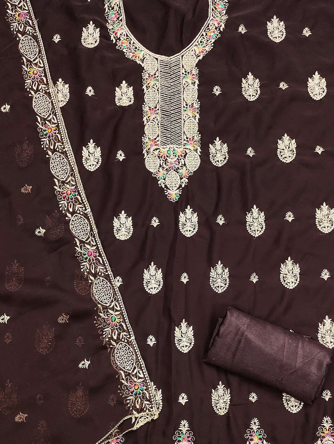 women solid with work unstitched suit set - 22430409 -  Standard Image - 3