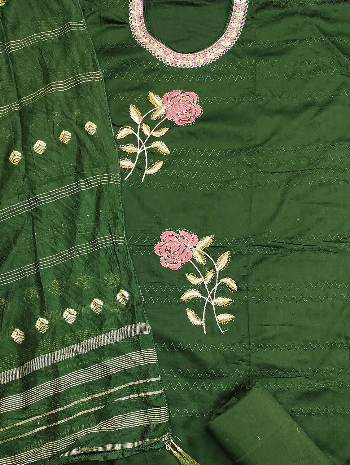 women solid with work unstitched suit set - 22430417 -  Standard Image - 3