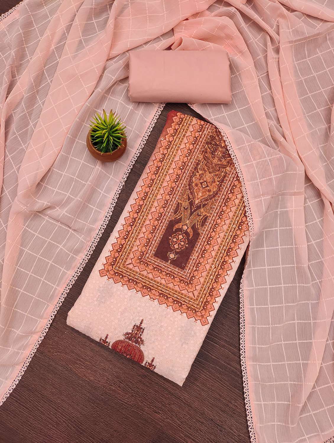 women printed unstitched suit set