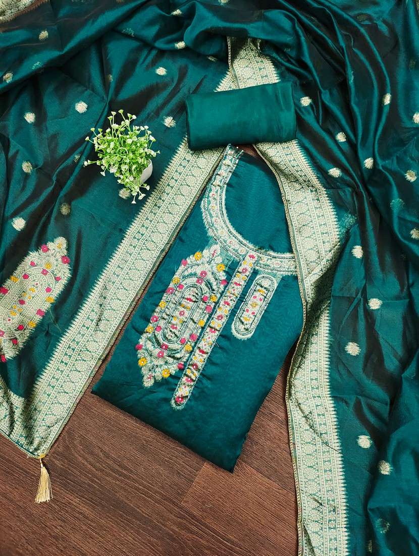 women self design unstitched suit set