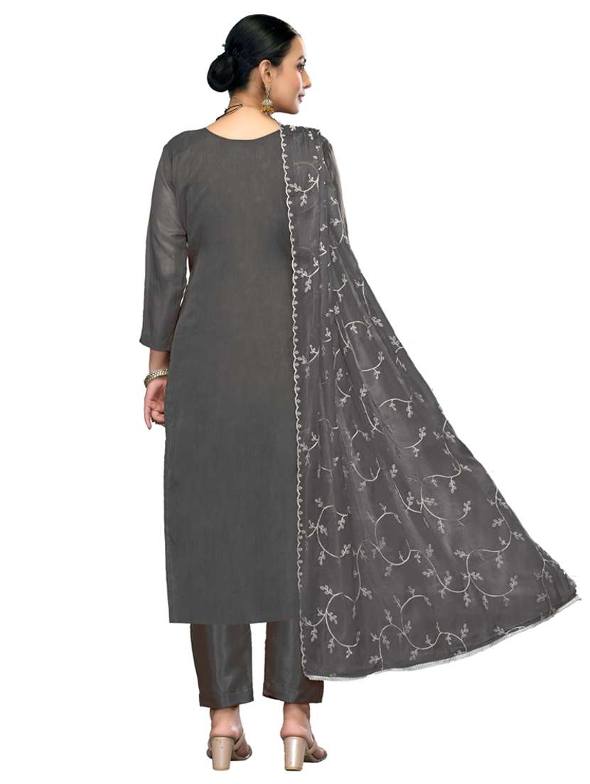 women solid with work unstitched suit set - 22430677 -  Standard Image - 3