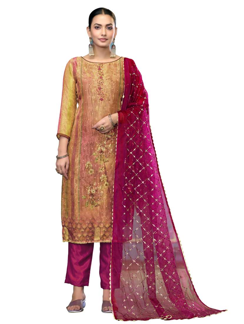 women printed unstitched suit set