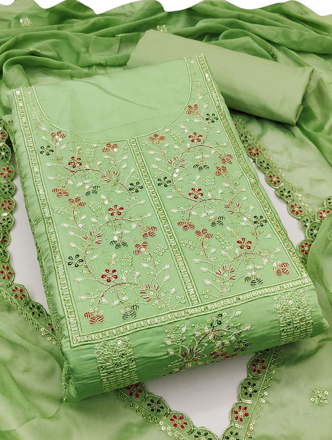 women solid with work unstitched suit set - 22430899 -  Standard Image - 3