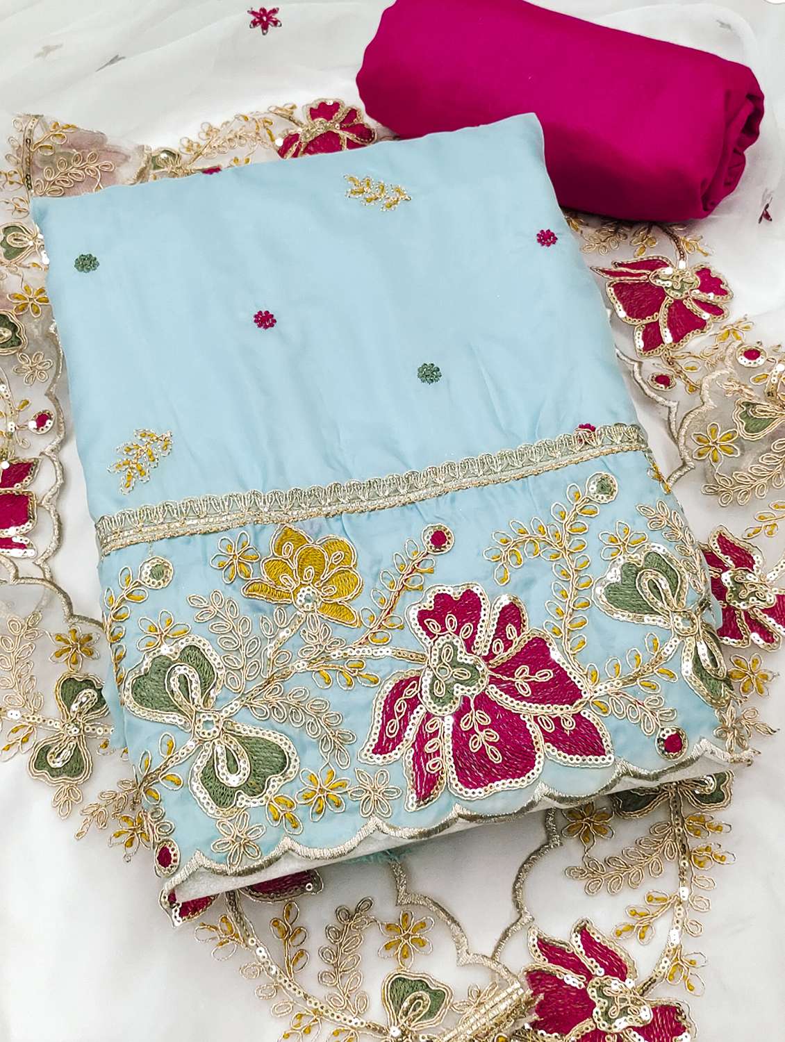 women solid with work unstitched suit set - 22431025 -  Standard Image - 3