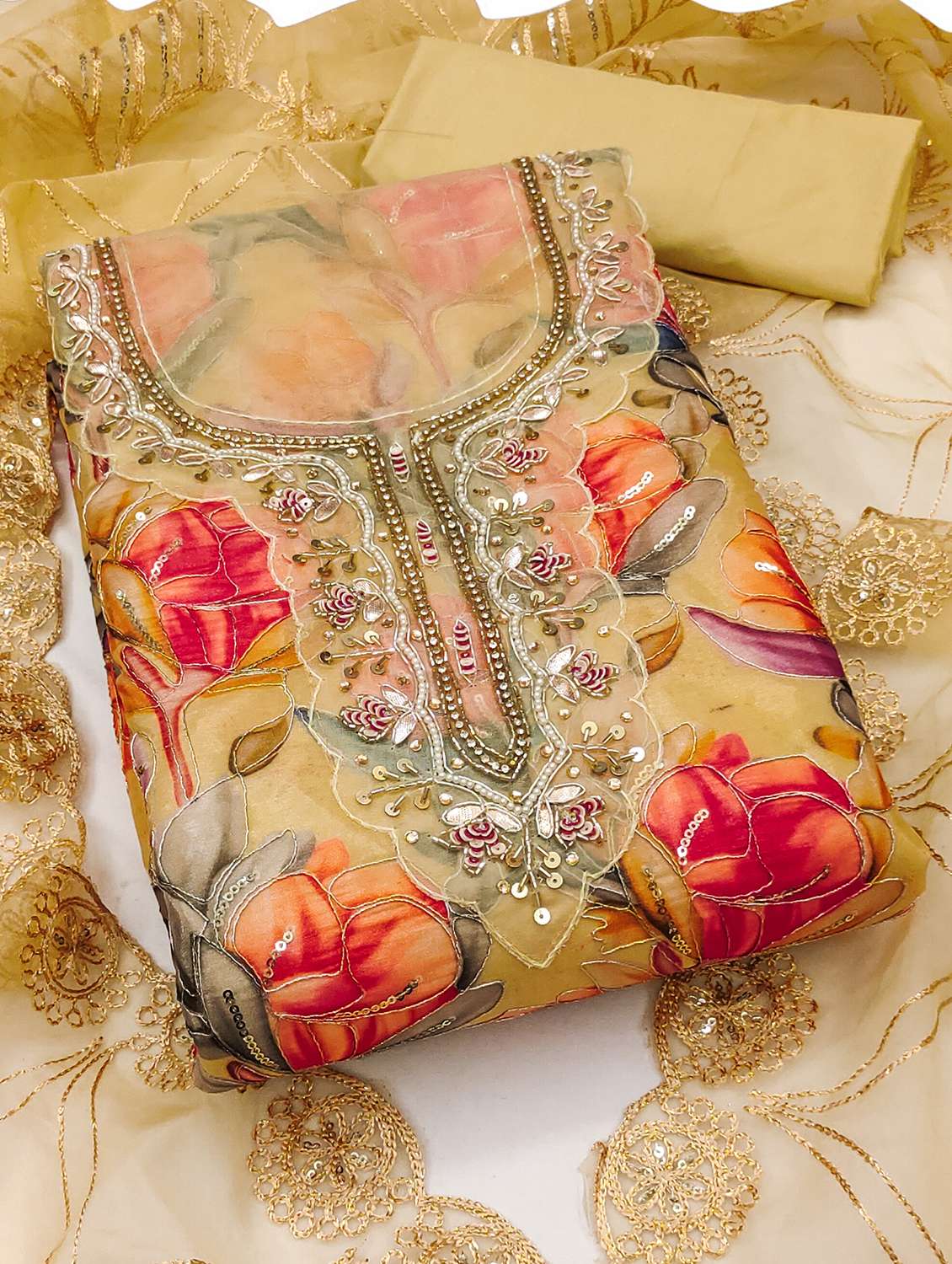 women floral printed unstitched suit set - 22431051 -  Standard Image - 3