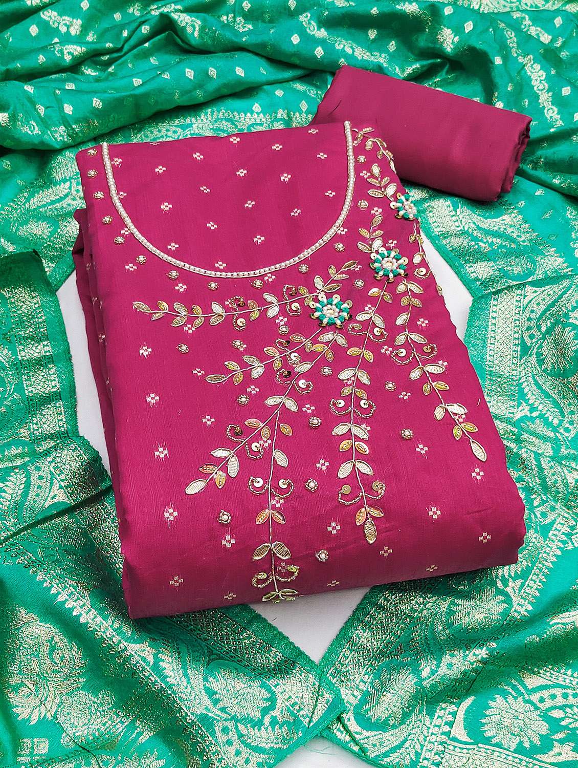 women self design unstitched suit set - 22431389 -  Standard Image - 3