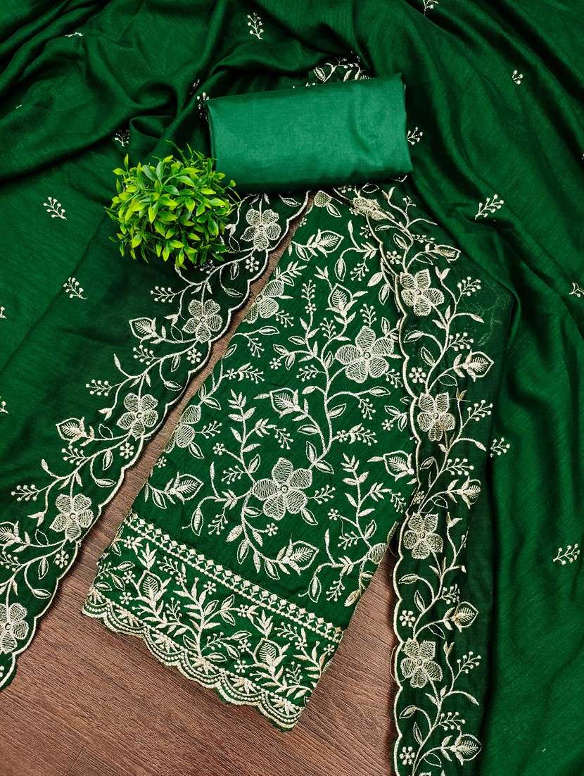 women solid with work unstitched suit set