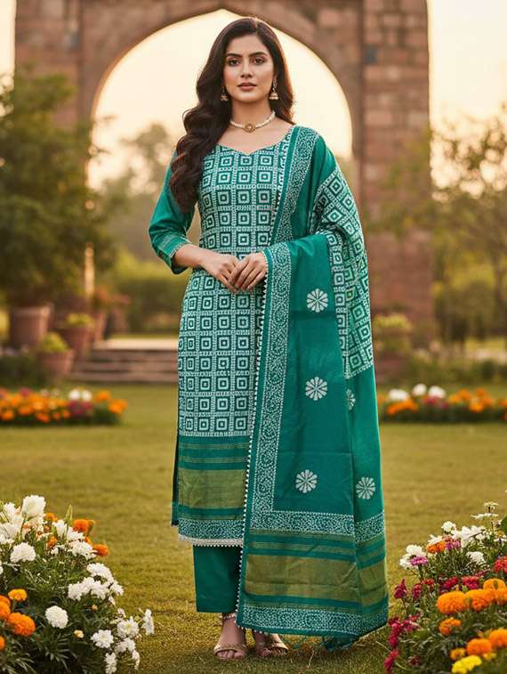 women printed unstitched suit set