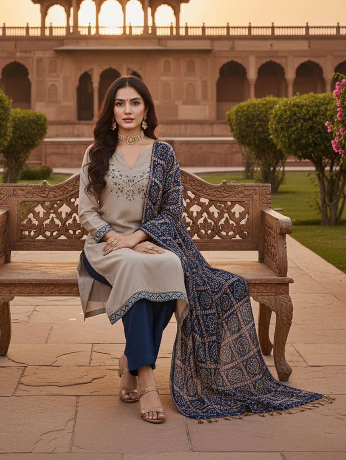 women solid with work unstitched suit set - 22431870 -  Standard Image - 3