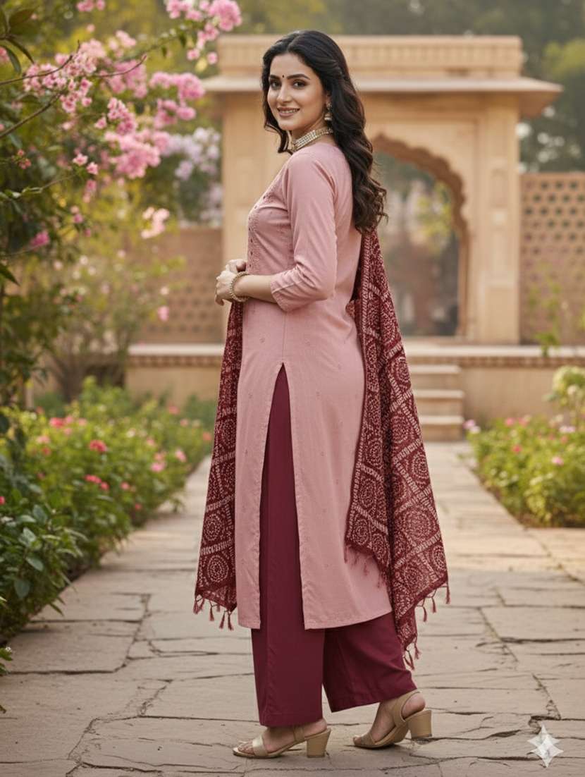 women solid with work unstitched suit set - 22431872 -  Standard Image - 3