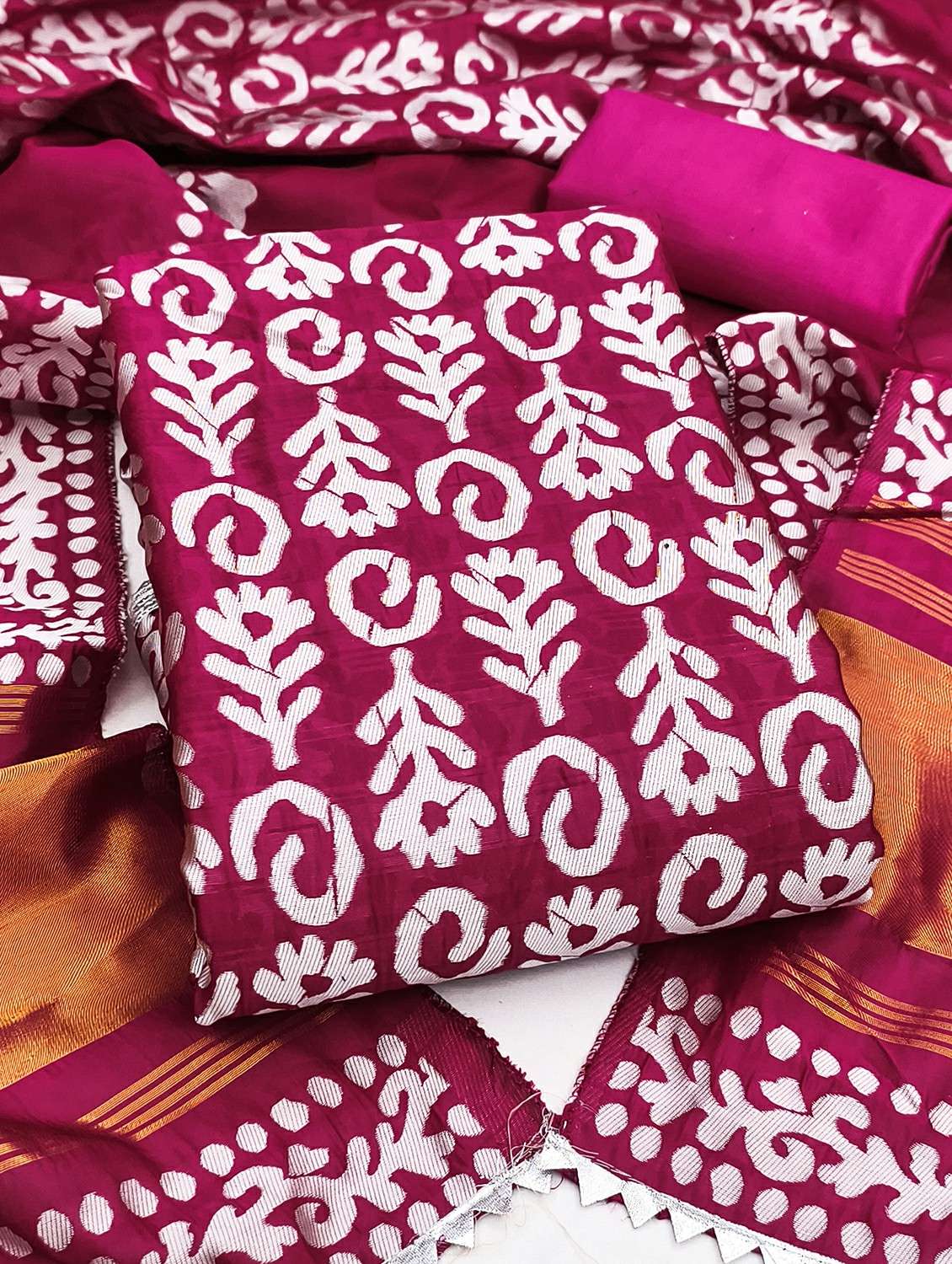 women batik printed unstitched suit set