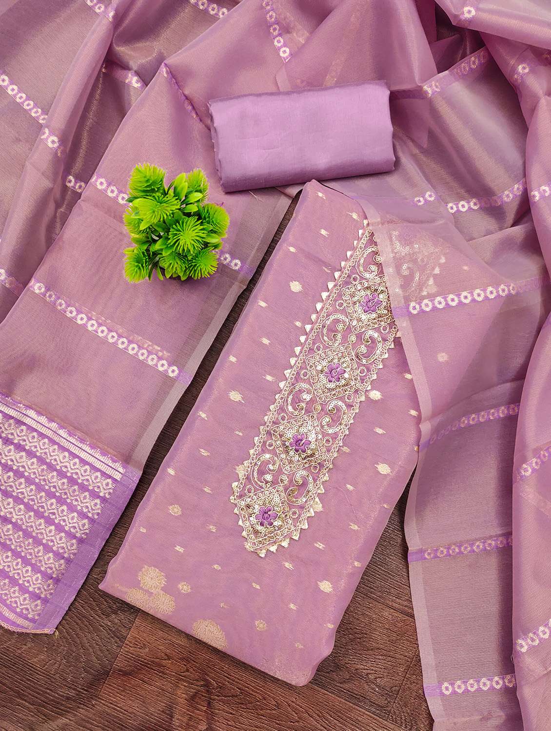 women self design embroidered unstitched suit set