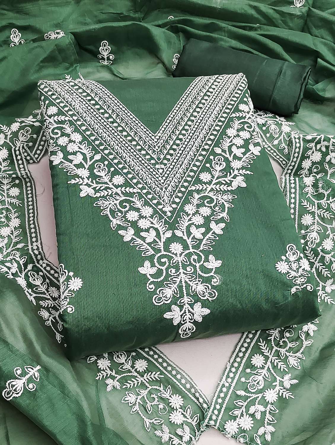 women solid with work unstitched suit set